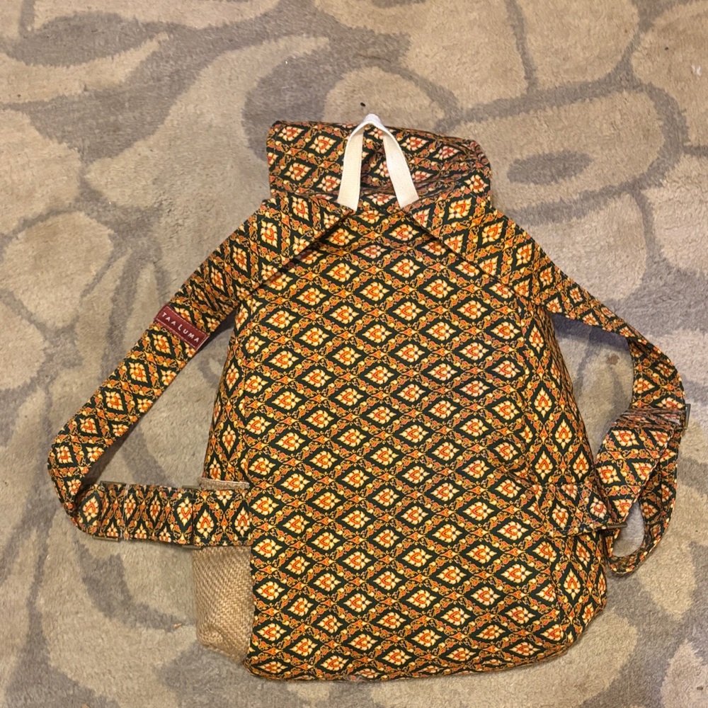 Orange Patterned Drawstring Backpack - Picture 7 of 8